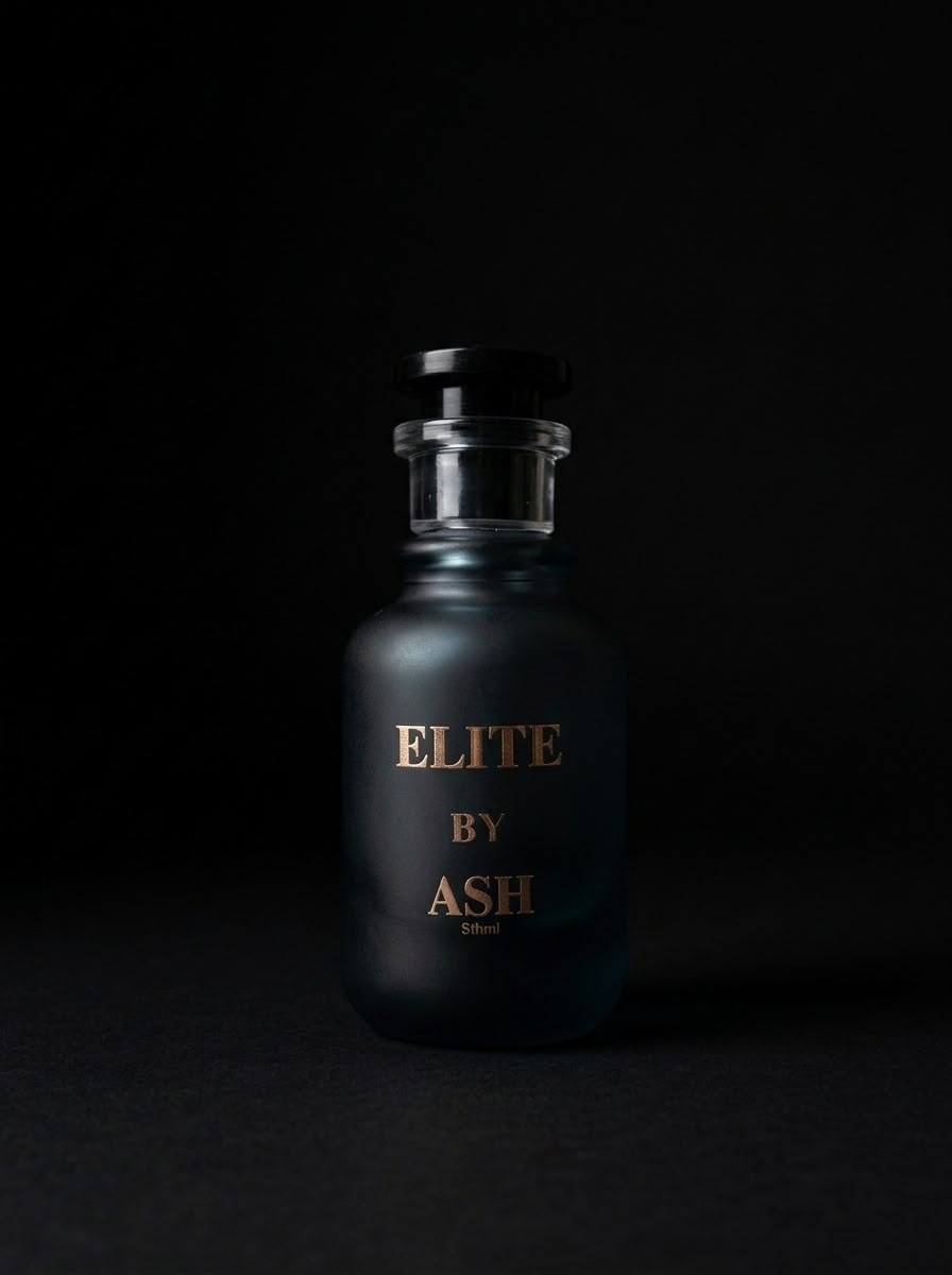 Elite by ASH perfume against a dark background