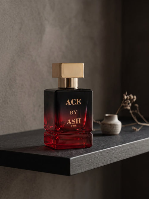 Ace by ASH 50 ml perfume bottle with gold-tone cap